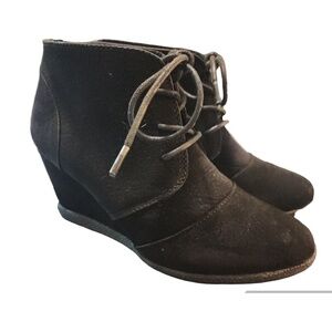 Dance Choice by Elis Black Suede Wedge Heel‎ Lace Up Ankle Booties